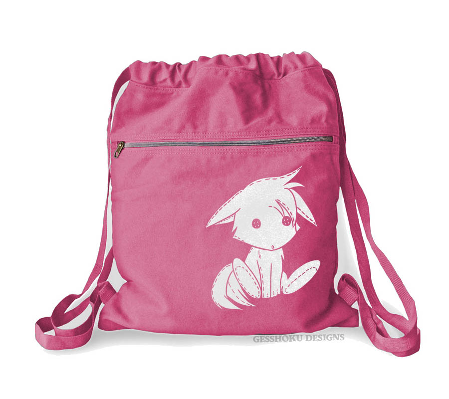 Plush Kitsune Cinch Backpack - Raspberry
