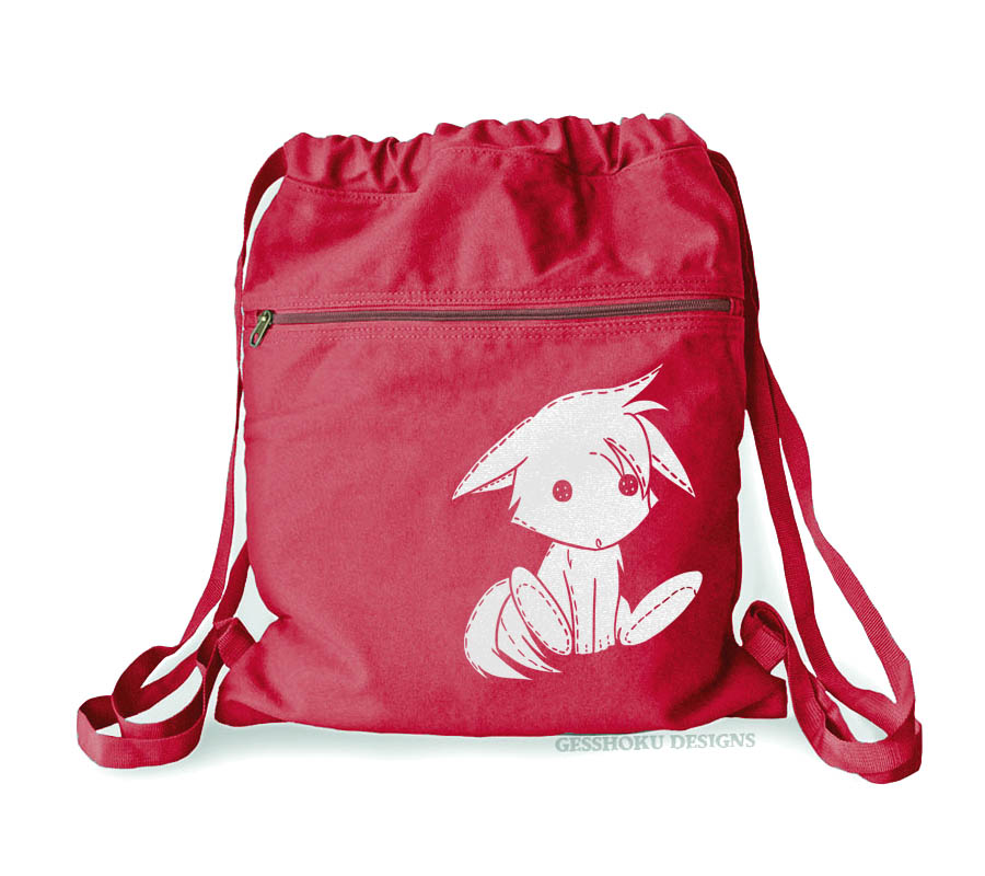 Plush Kitsune Cinch Backpack - Red