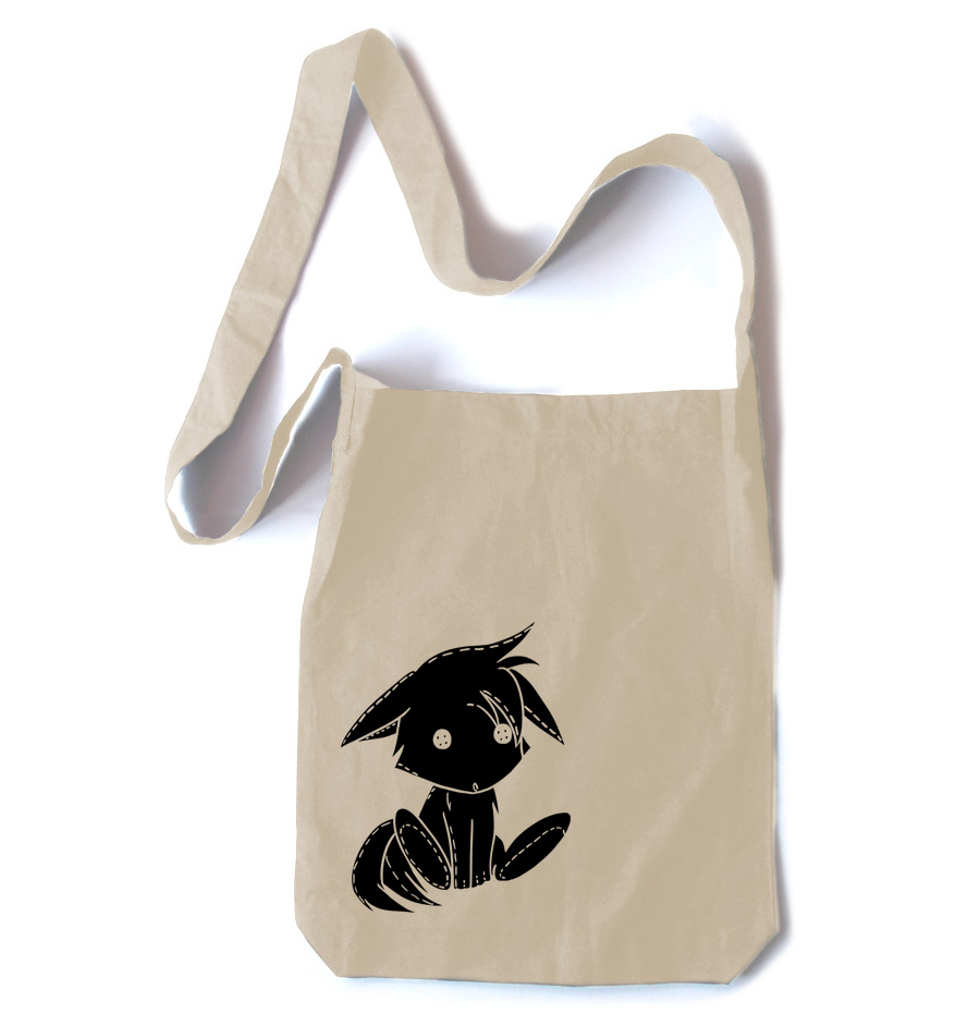 Plush Kitsune Crossbody Tote Bag - Natural
