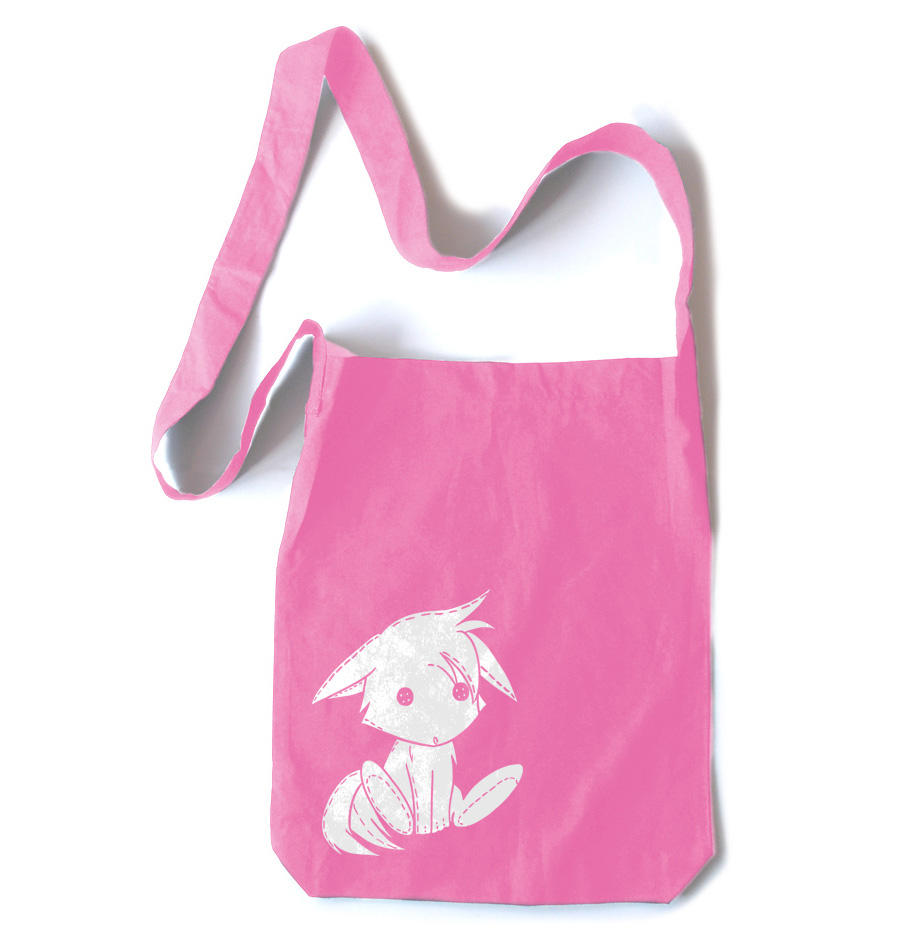 Plush Kitsune Crossbody Tote Bag - Pink