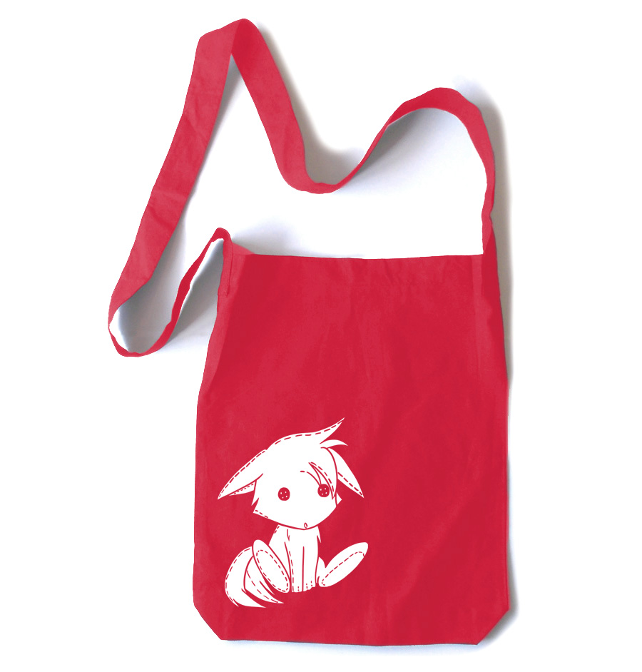 Plush Kitsune Crossbody Tote Bag - Red