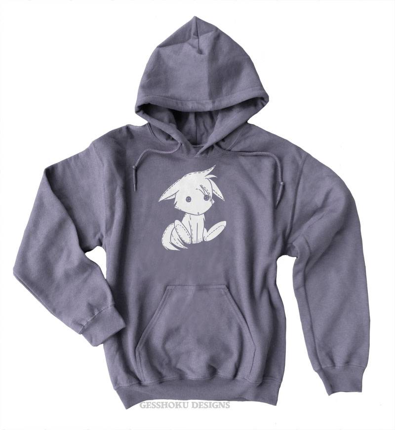 Plush Kitsune Pullover Hoodie - Charcoal Grey