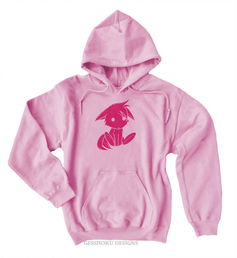 Plush Kitsune Pullover Hoodie - Light Pink