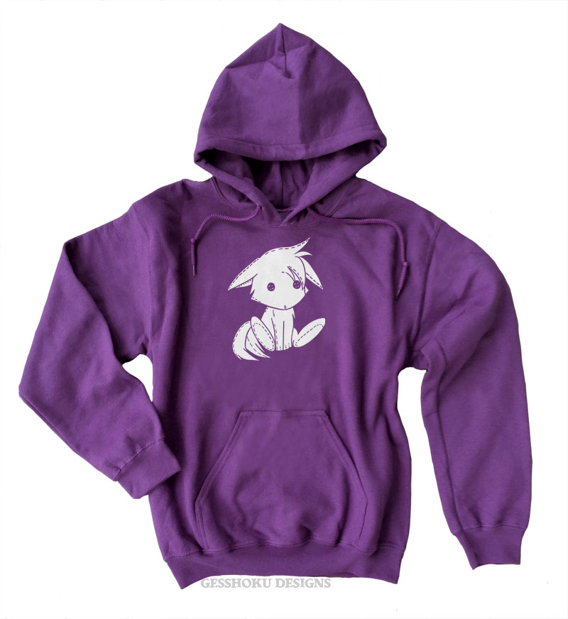 Plush Kitsune Pullover Hoodie - Purple