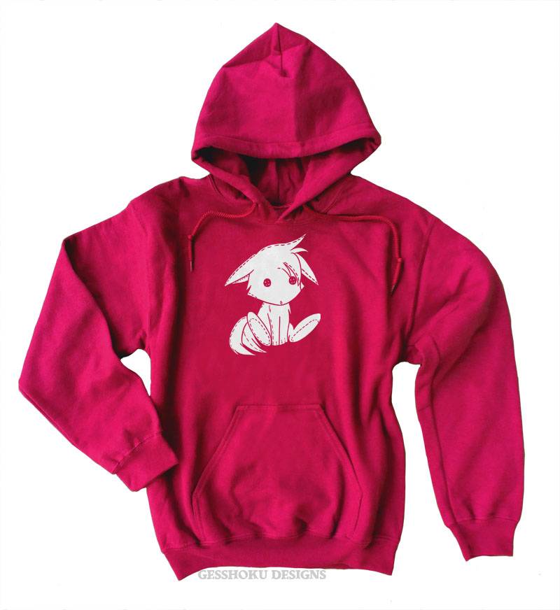 Plush Kitsune Pullover Hoodie - Red