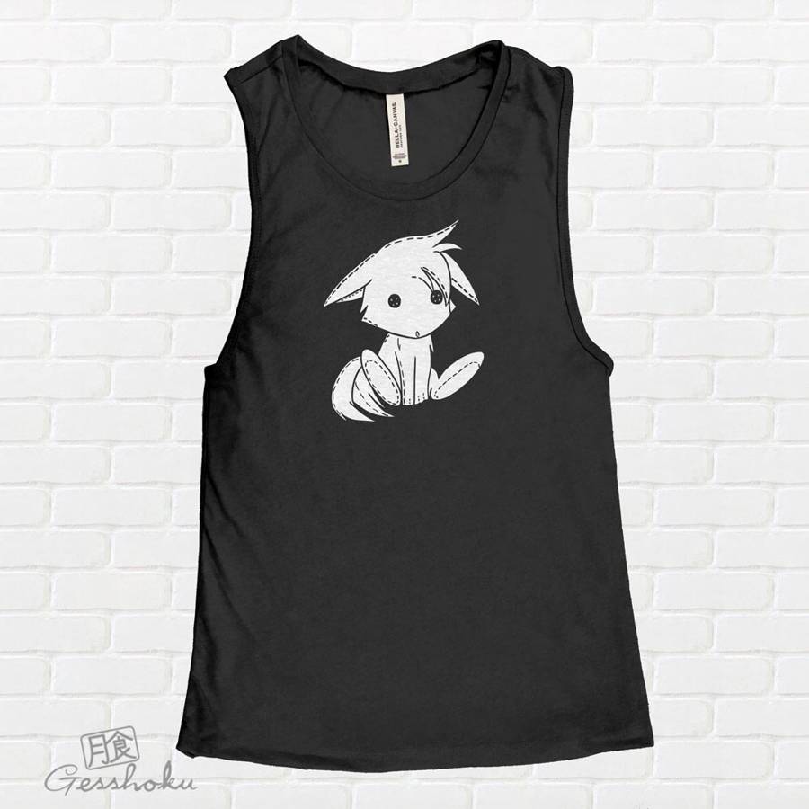 Plush Kitsune Sleeveless Top - Black