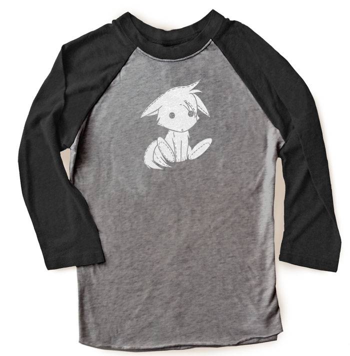 Plush Kitsune Raglan T-shirt - Black/Charcoal Grey