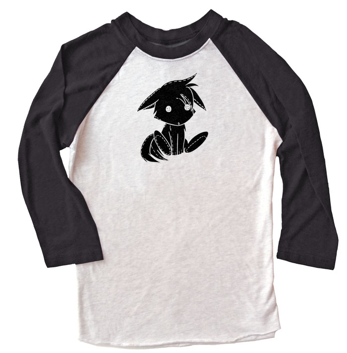 Plush Kitsune Raglan T-shirt - Black/White