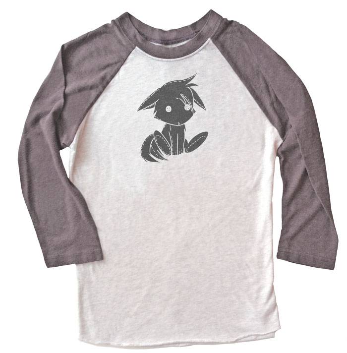 Plush Kitsune Raglan T-shirt - Grey/White