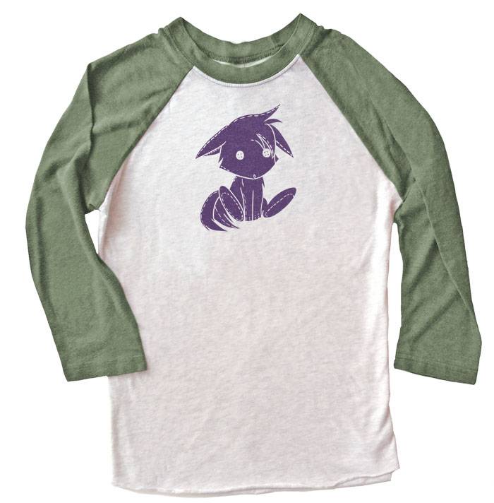 Plush Kitsune Raglan T-shirt - Olive/White