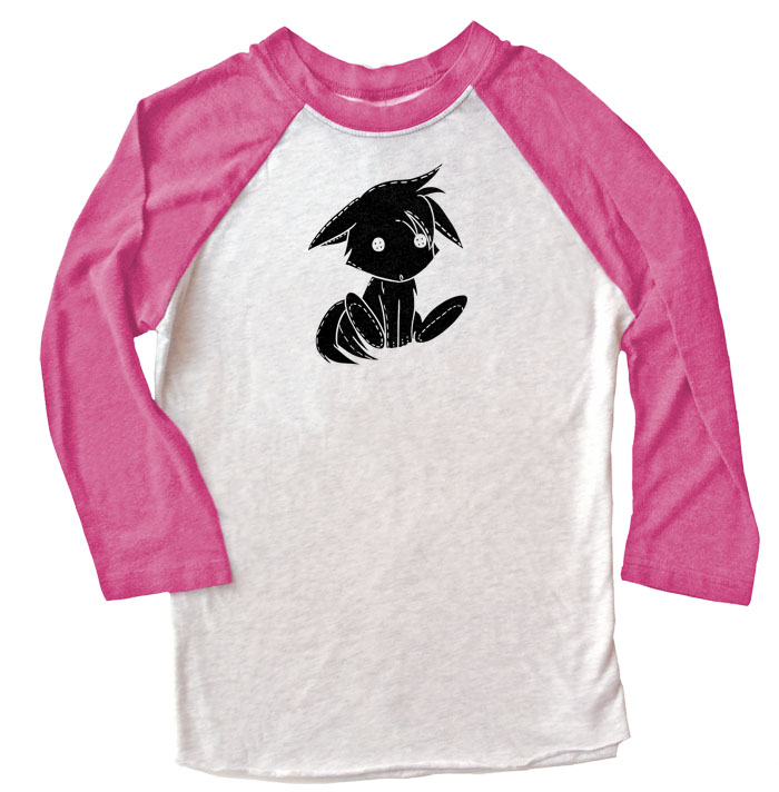 Plush Kitsune Raglan T-shirt - Pink/White