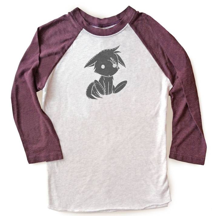 Plush Kitsune Raglan T-shirt - Vintage Purple/White