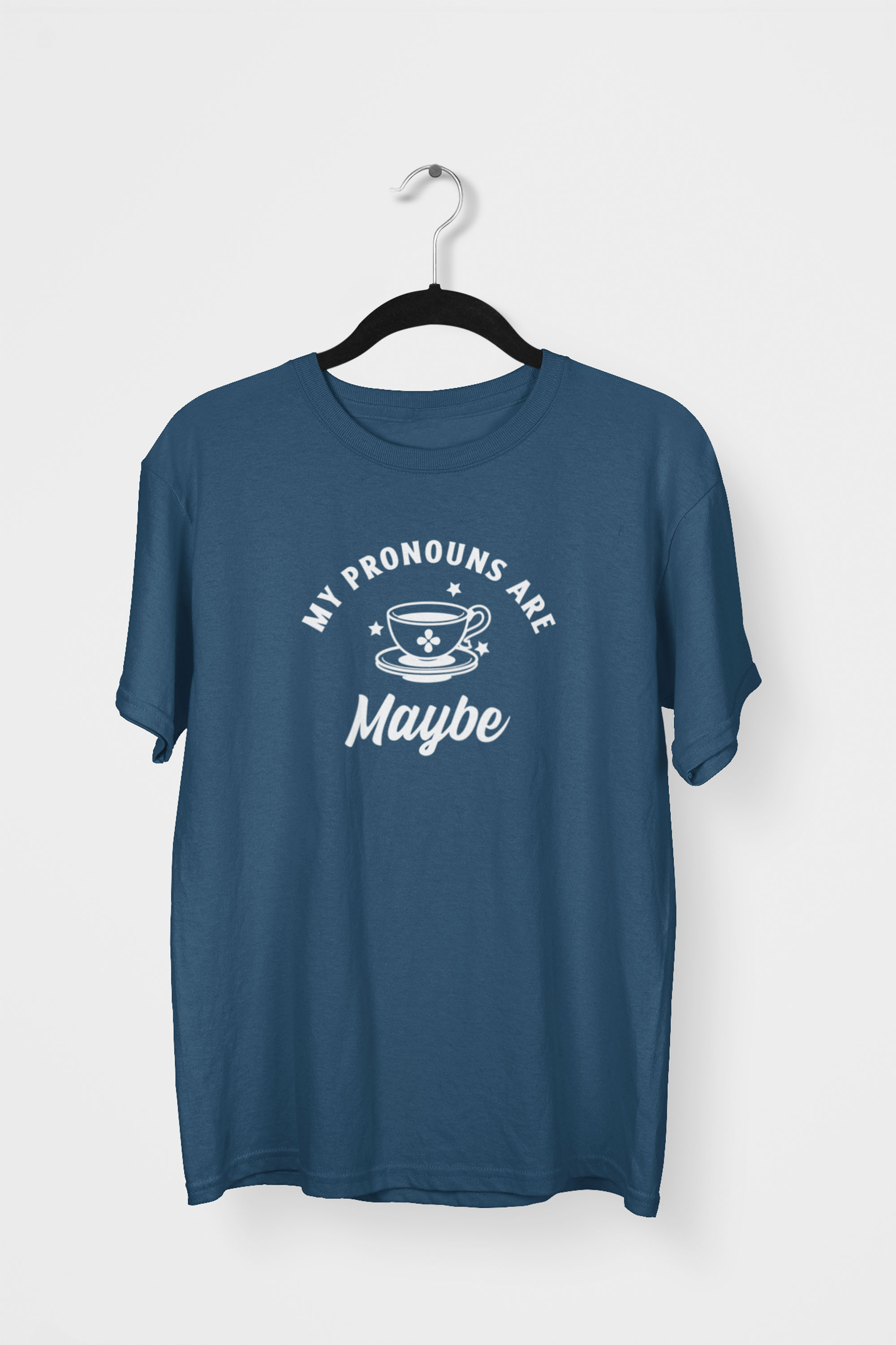 My Pronouns are Maybe T-shirt - Heather Navy
