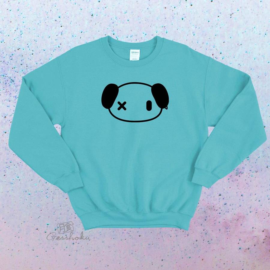 Punk Panda Crewneck Sweatshirt - Aqua Blue