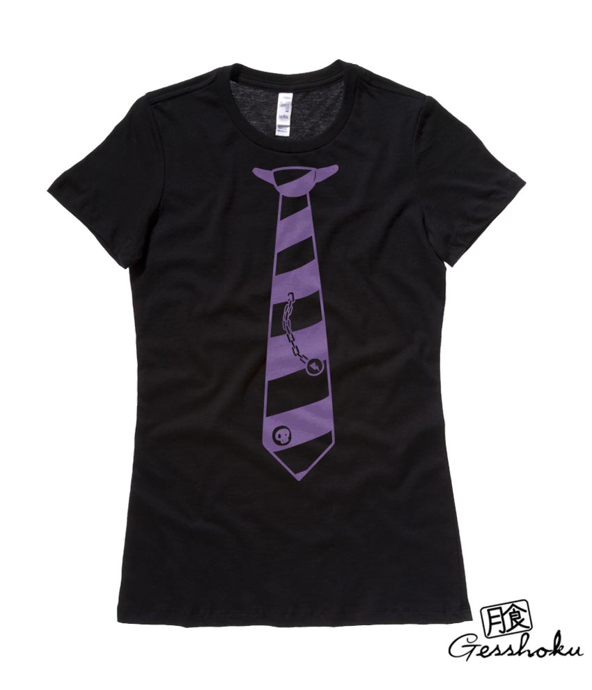 Fabulously Punk Striped Tie Ladies T-shirt - Purple/Black