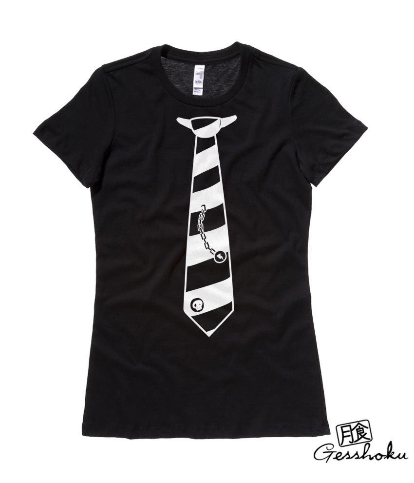 Fabulously Punk Striped Tie Ladies T-shirt - Black/White