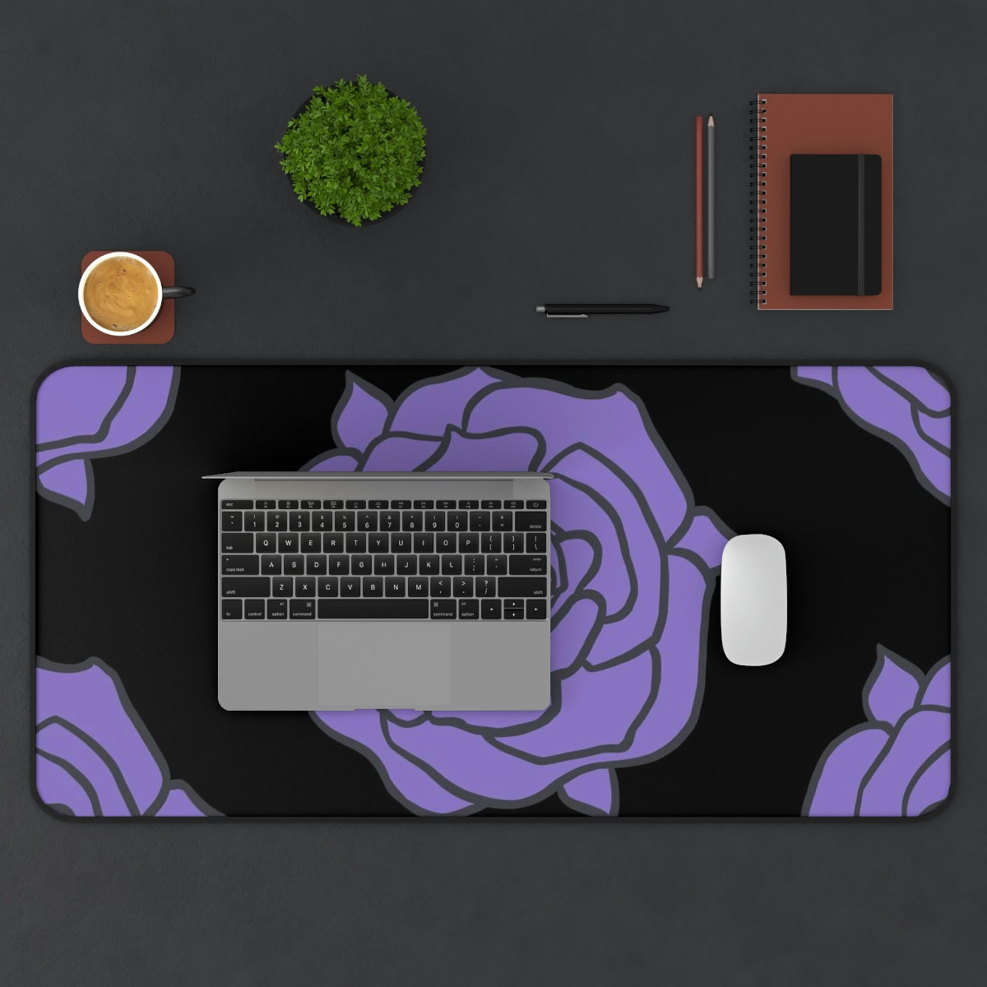 Gothic Purple Rose Desk Mat -