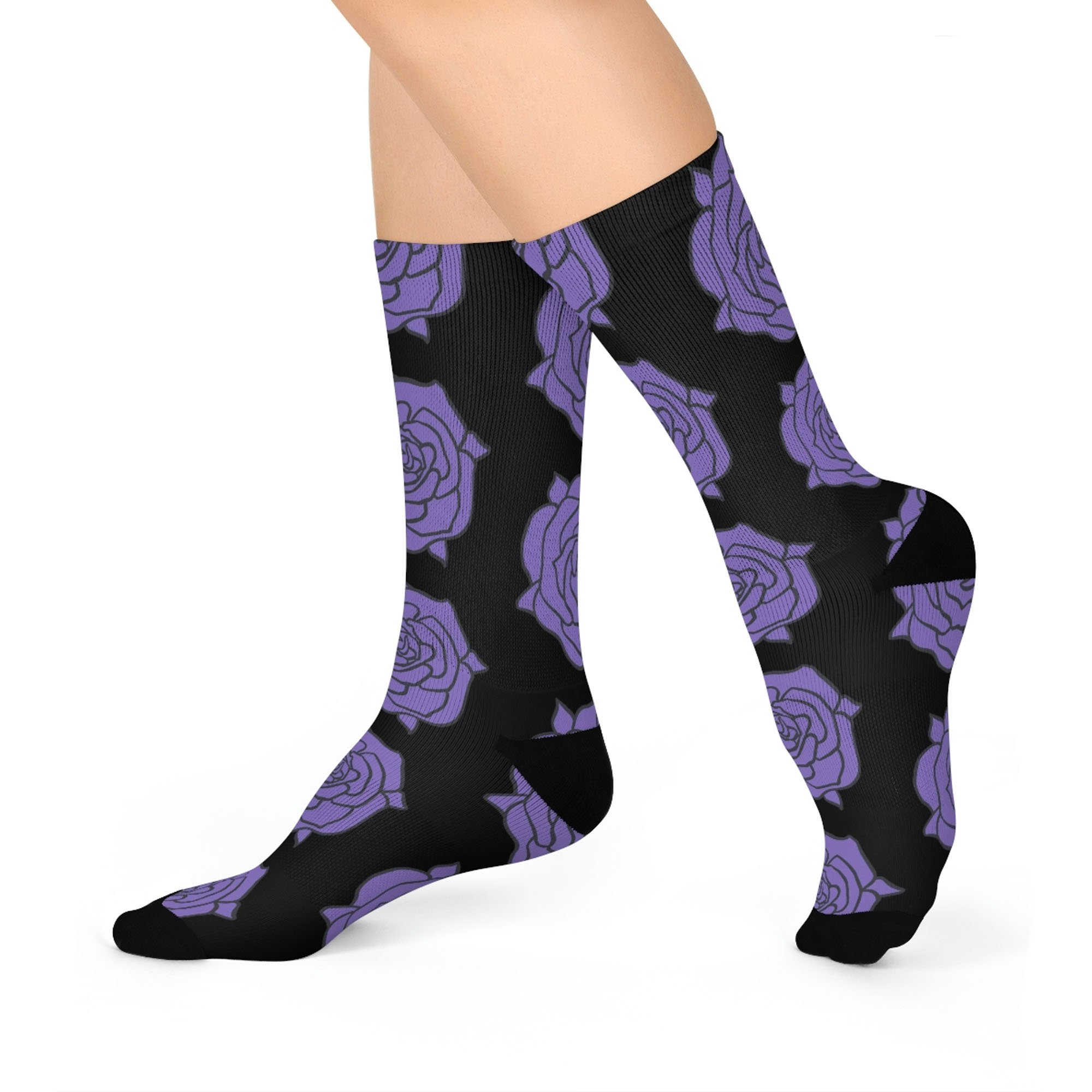 Gothic Purple Rose Socks -