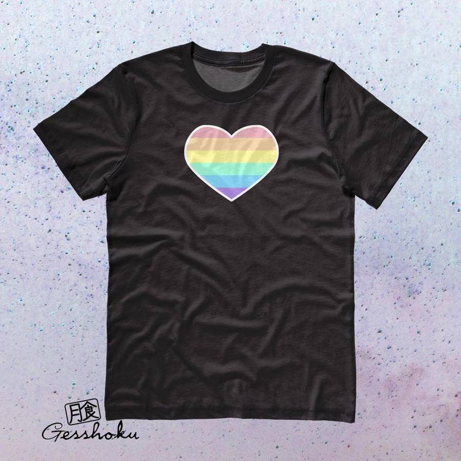 Pastel Rainbow Heart T-shirt - Black