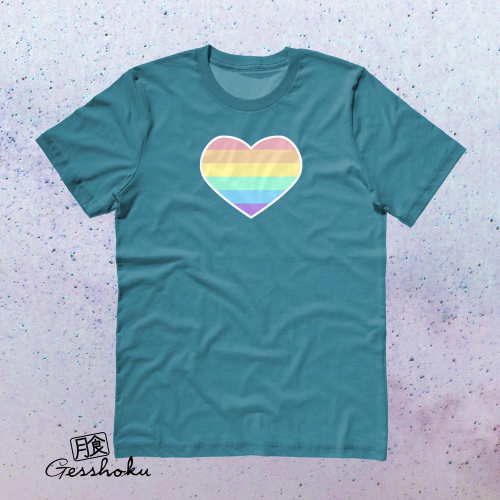 Pastel Rainbow Heart T-shirt - Dark Heather Teal