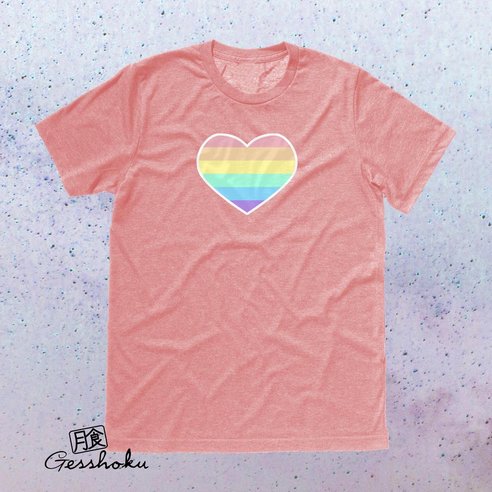 Pastel Rainbow Heart T-shirt - Peach
