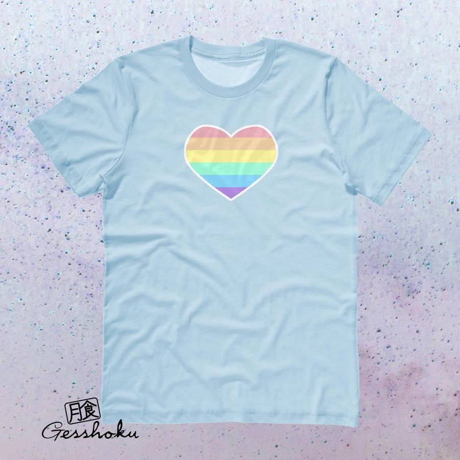 Pastel Rainbow Heart T-shirt - Light Blue