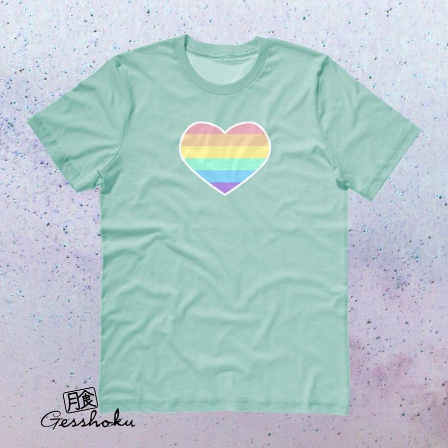 Pastel Rainbow Heart T-shirt - Mint
