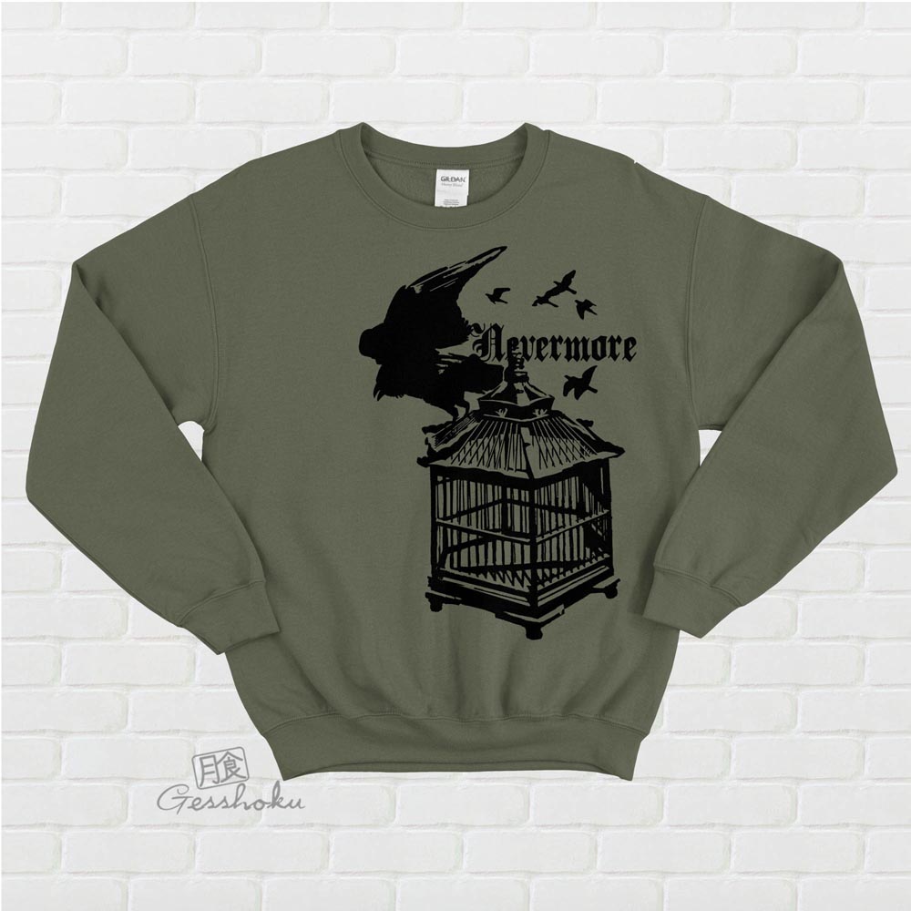 Nevermore: Raven's Cage Crewneck Sweatshirt - Olive Green
