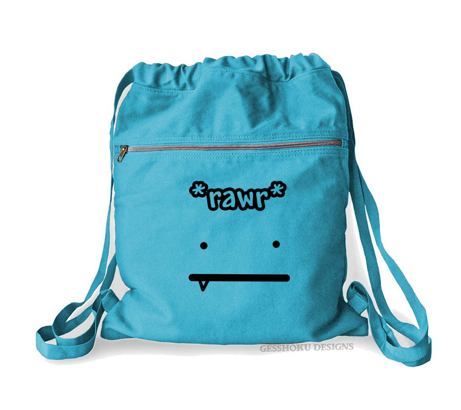 Rawr Face Cinch Backpack - Aqua Blue
