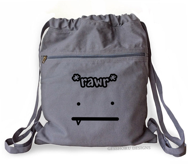 Rawr Face Cinch Backpack - Smoke Grey