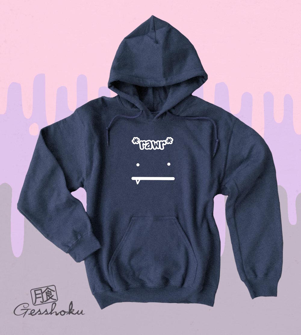 Rawr Face Pullover Hoodie - Heather Navy