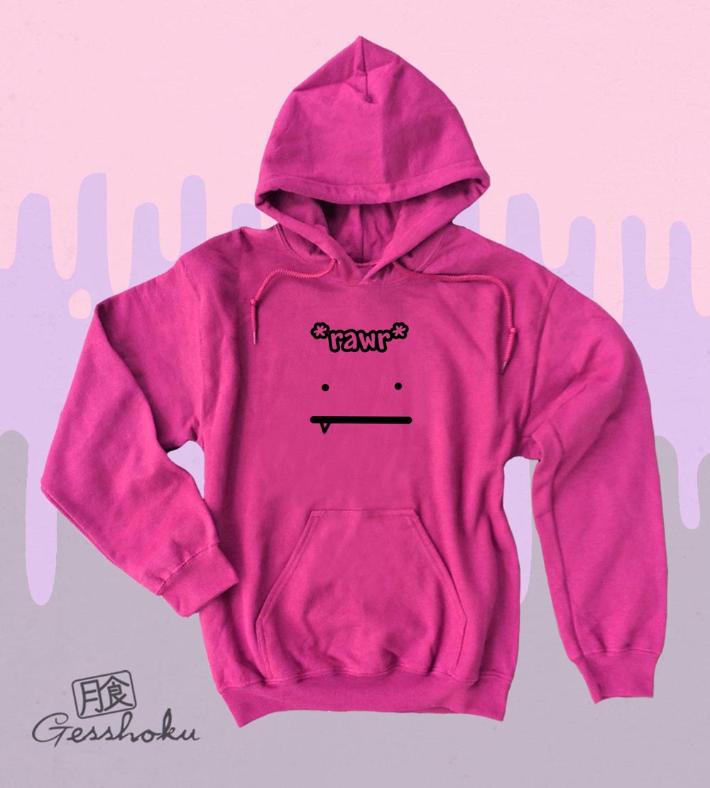Rawr Face Pullover Hoodie - Hot Pink