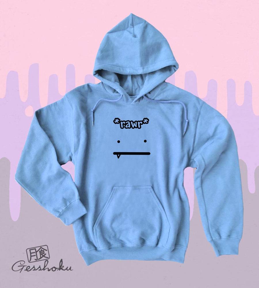 Rawr Face Pullover Hoodie - Light Blue