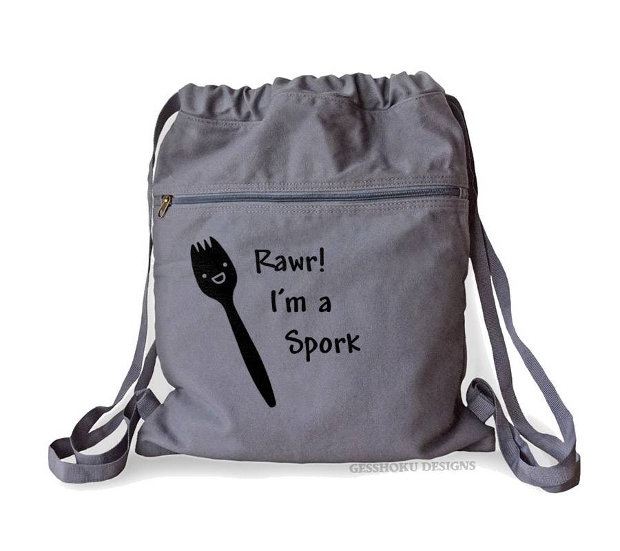 Rawr! I'm a Spork Cinch Backpack - Smoke Grey