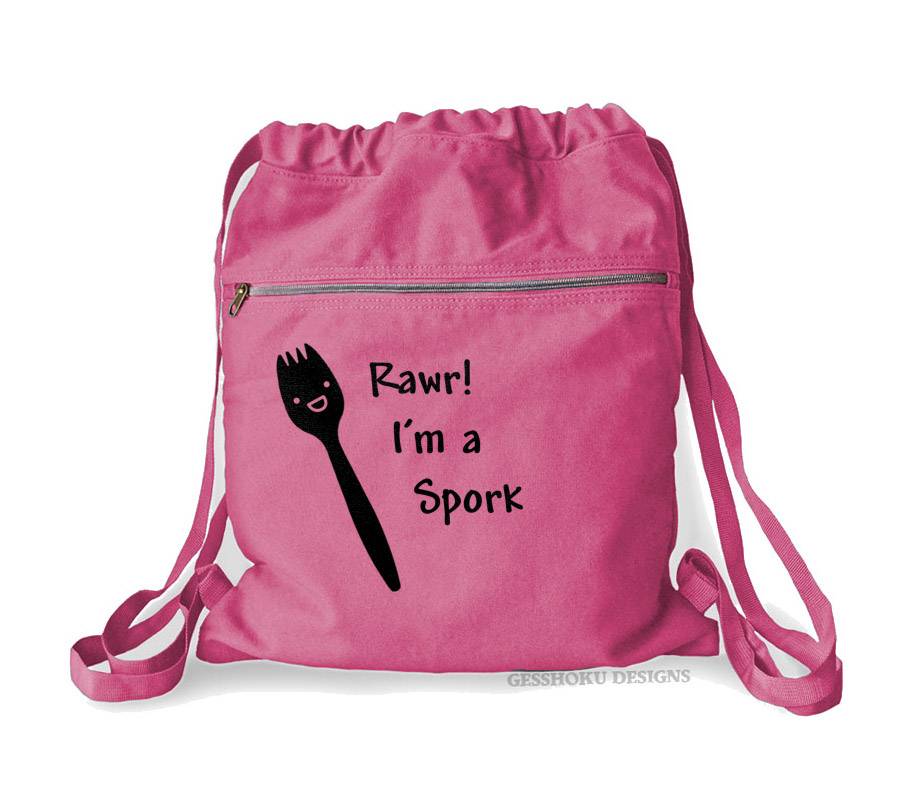 Rawr! I'm a Spork Cinch Backpack - Raspberry