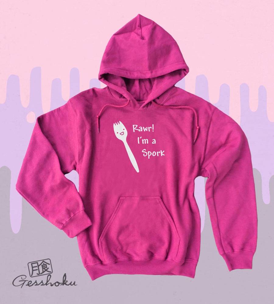 Rawr! I'm a Spork Pullover Hoodie - Hot Pink