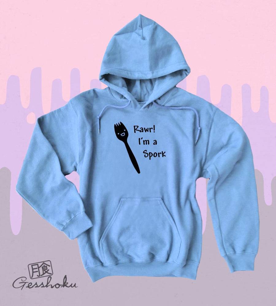 Rawr! I'm a Spork Pullover Hoodie - Light Blue