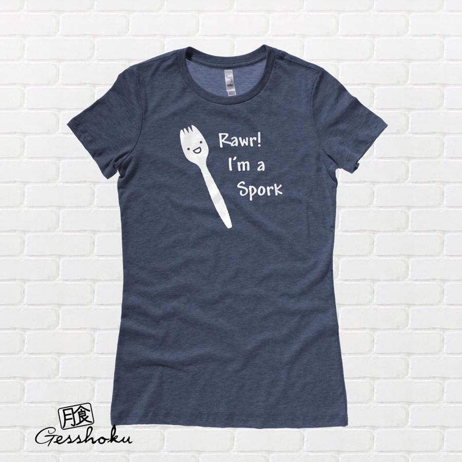 RAWR! I'm a Spork Ladies T-shirt - Heather Navy