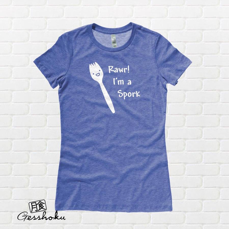 RAWR! I'm a Spork Ladies T-shirt - Heather Royal Blue