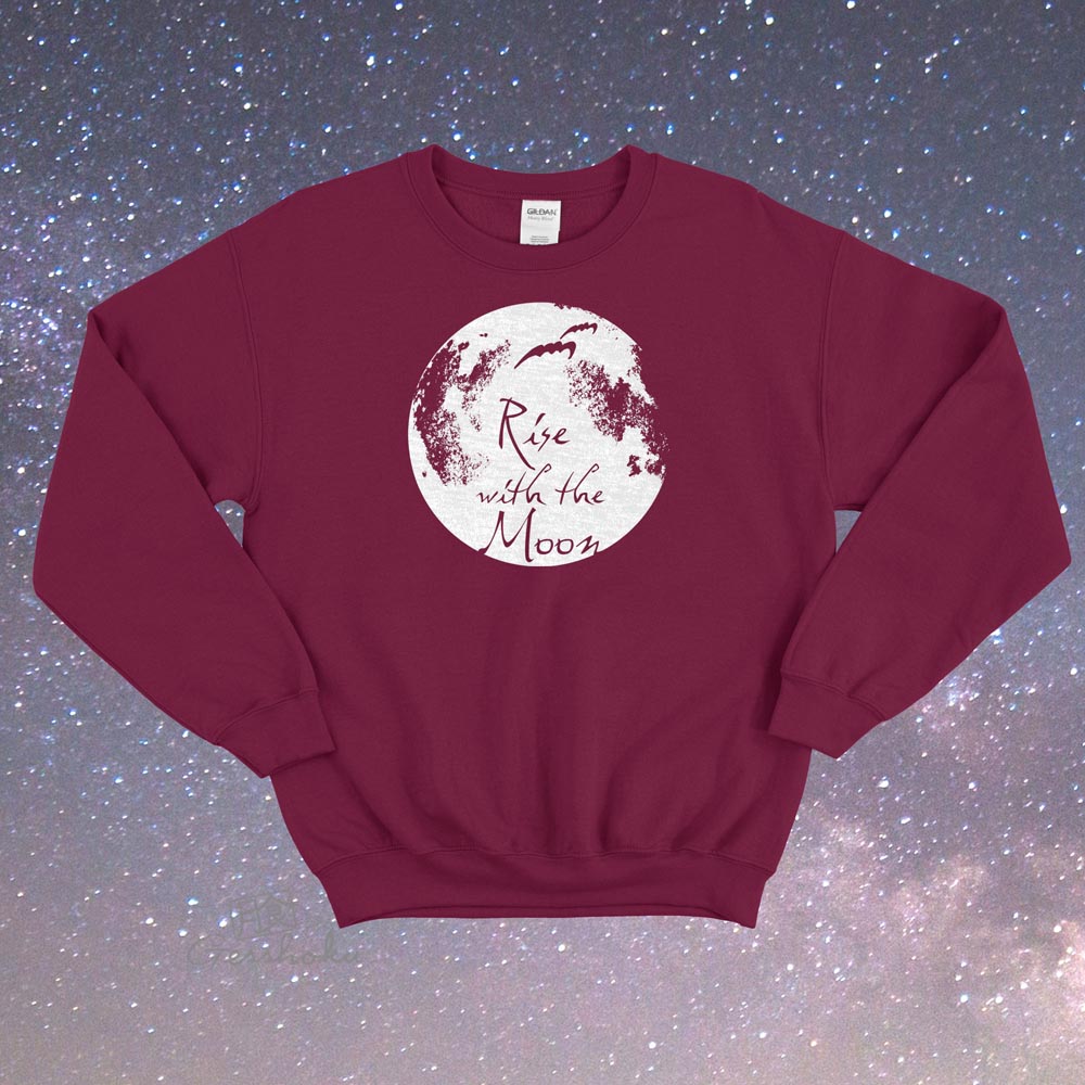 Rise with the Moon Crewneck Sweatshirt - Maroon