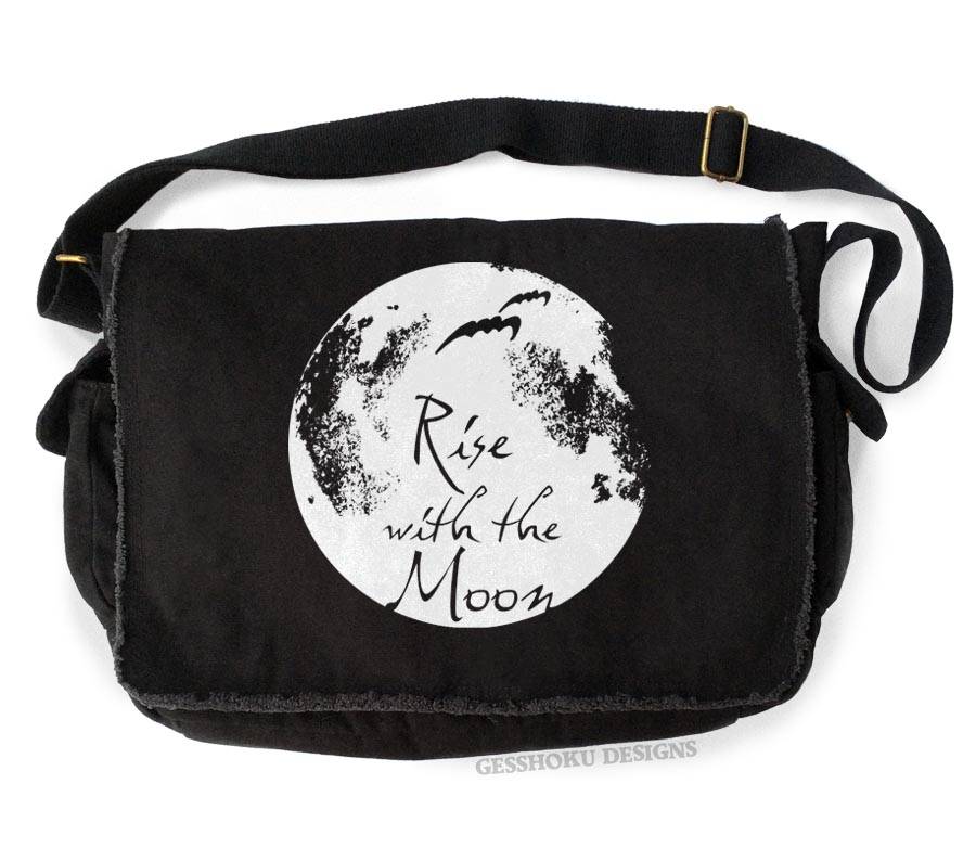 Rise With the Moon Messenger Bag - Black