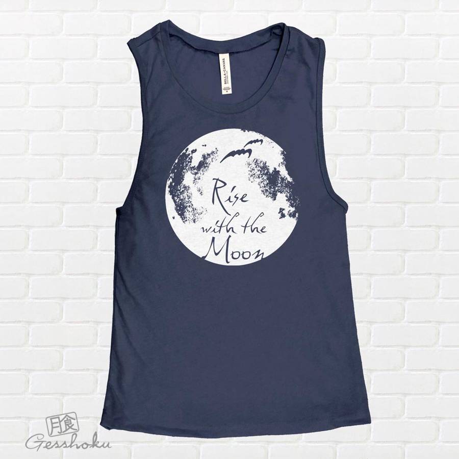 Rise with the Moon Sleeveless Top - Navy Blue