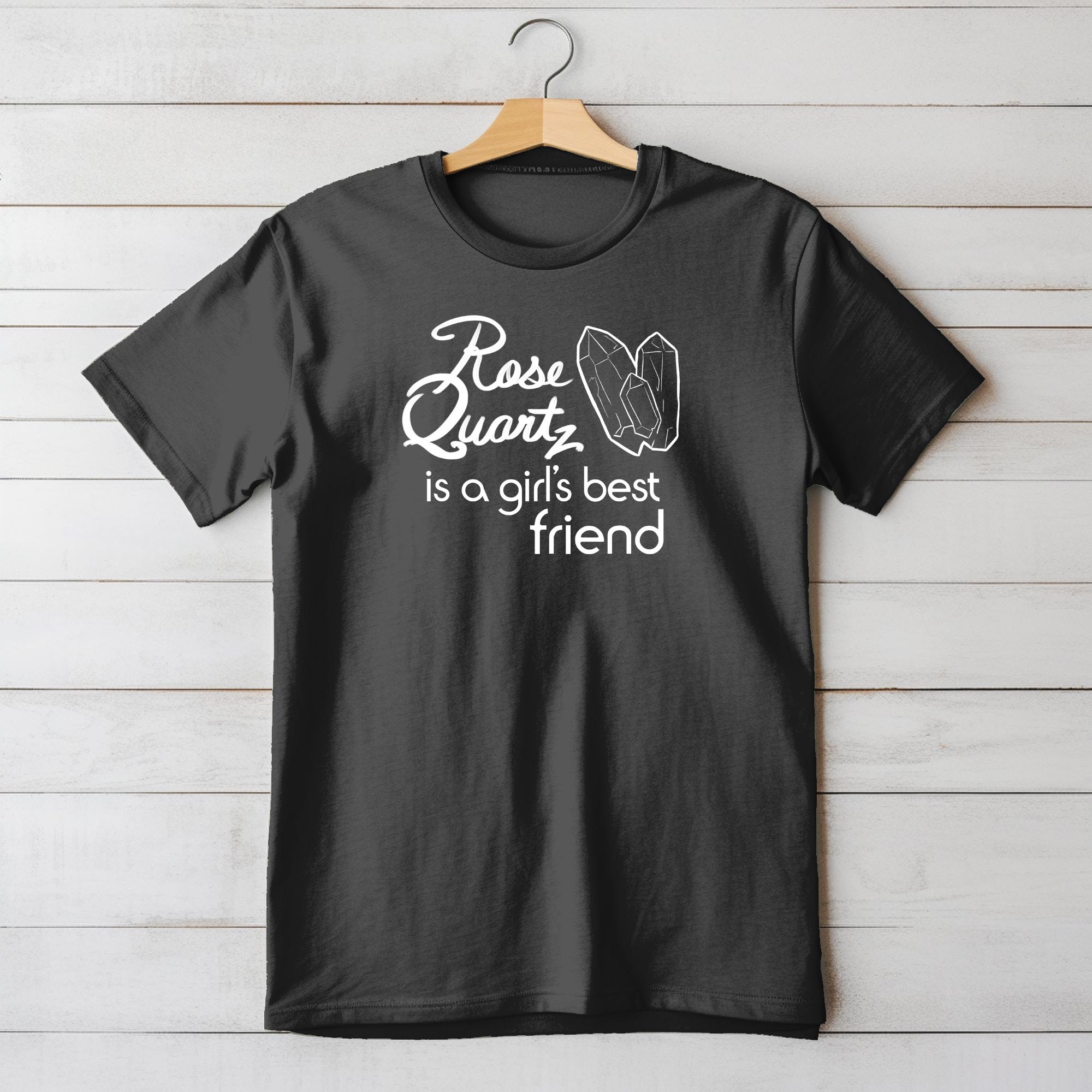 Rose Quartz Is a Girl's Best Friend Ladies T-shirt - Black