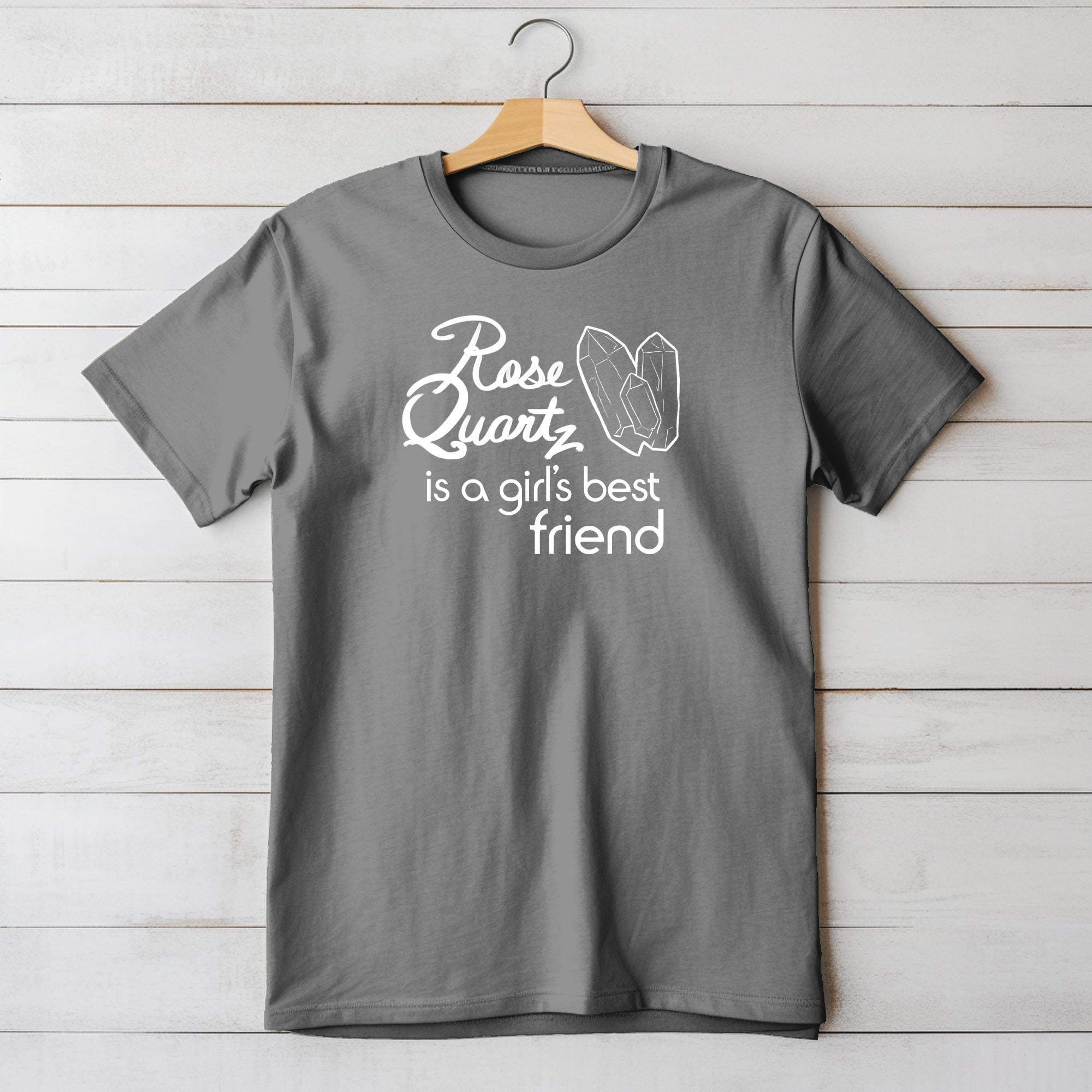 Rose Quartz Is a Girl's Best Friend Ladies T-shirt - Charcoal Grey
