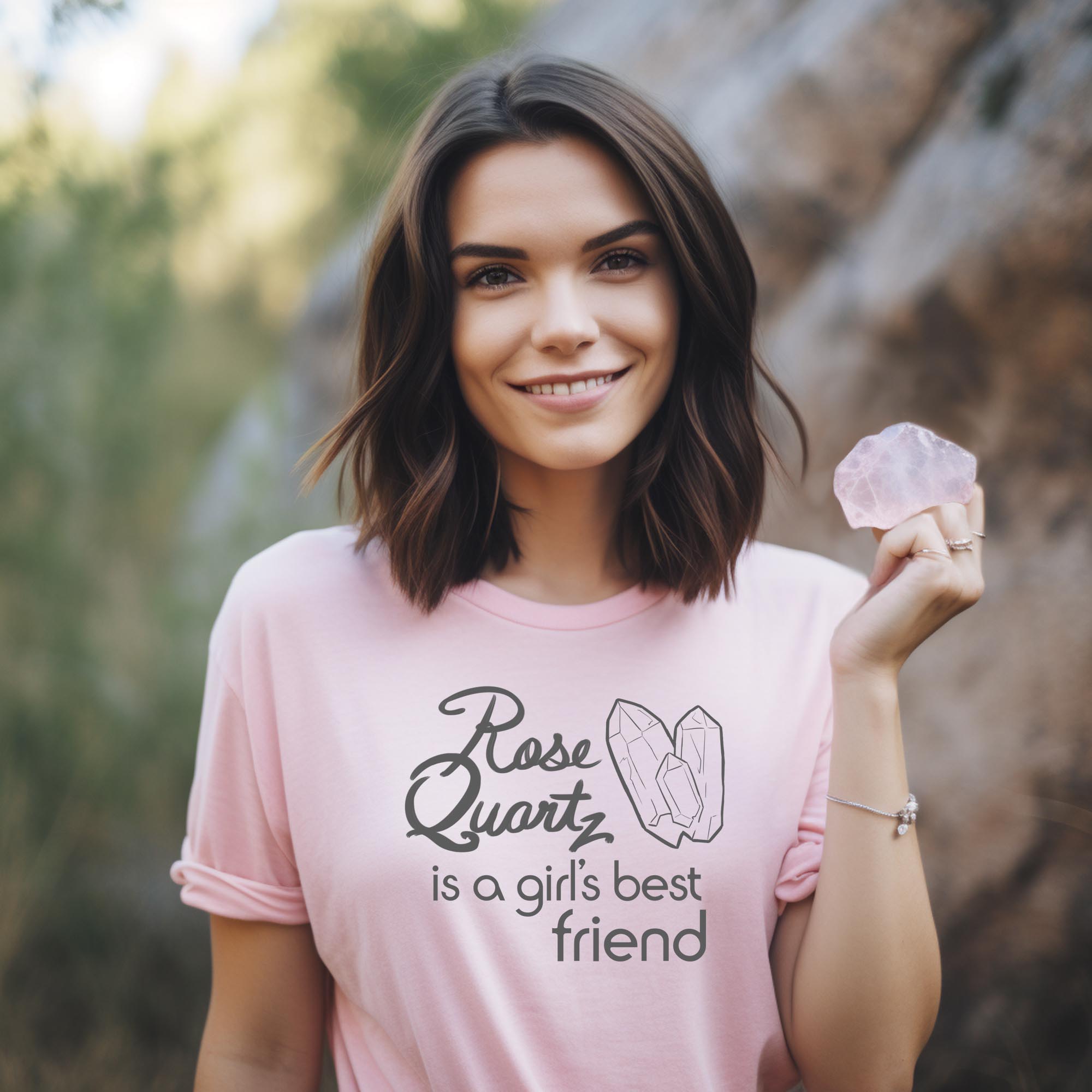 Rose Quartz Is a Girl's Best Friend Ladies T-shirt -