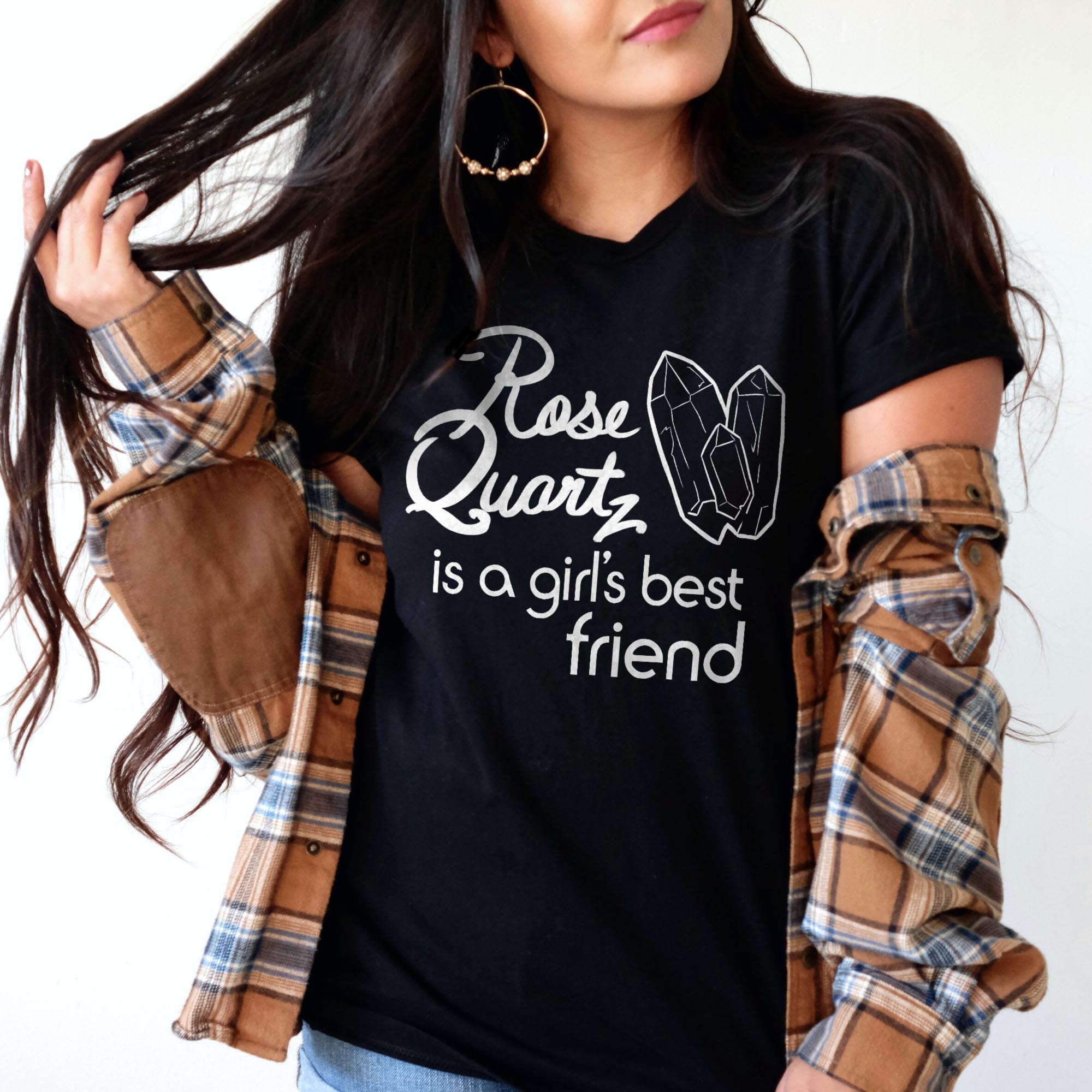 Rose Quartz Is a Girl's Best Friend Ladies T-shirt - Black