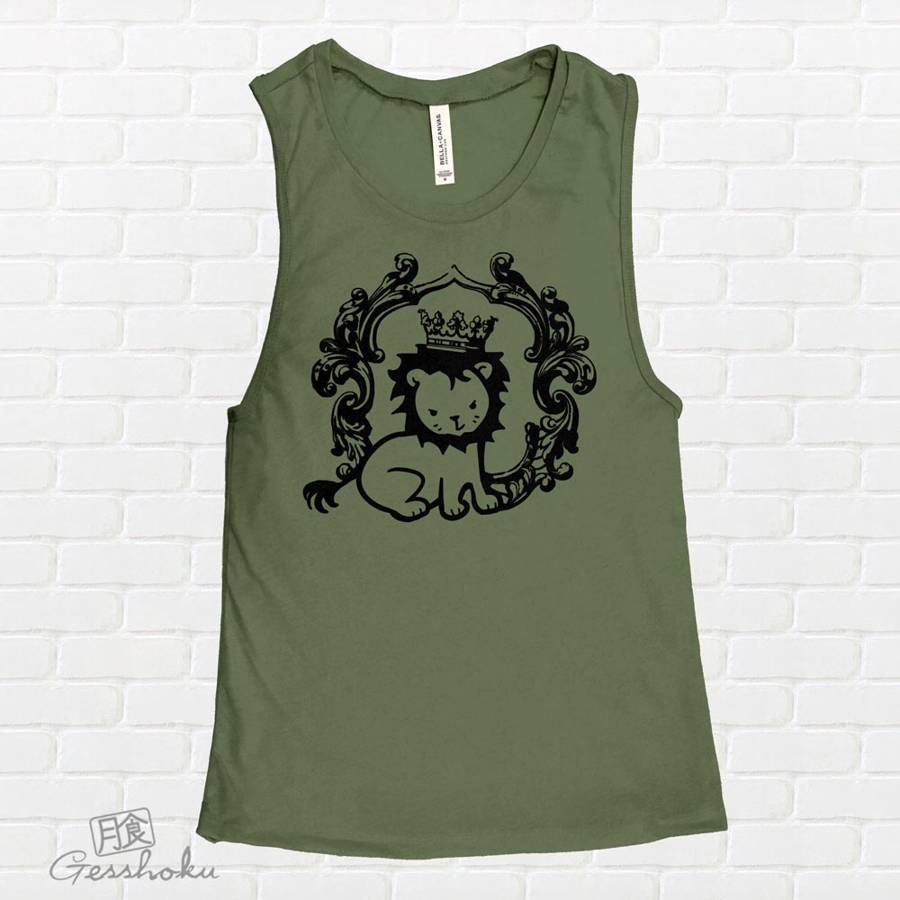 Royal Lion Prince Sleeveless Tank Top - Olive Green