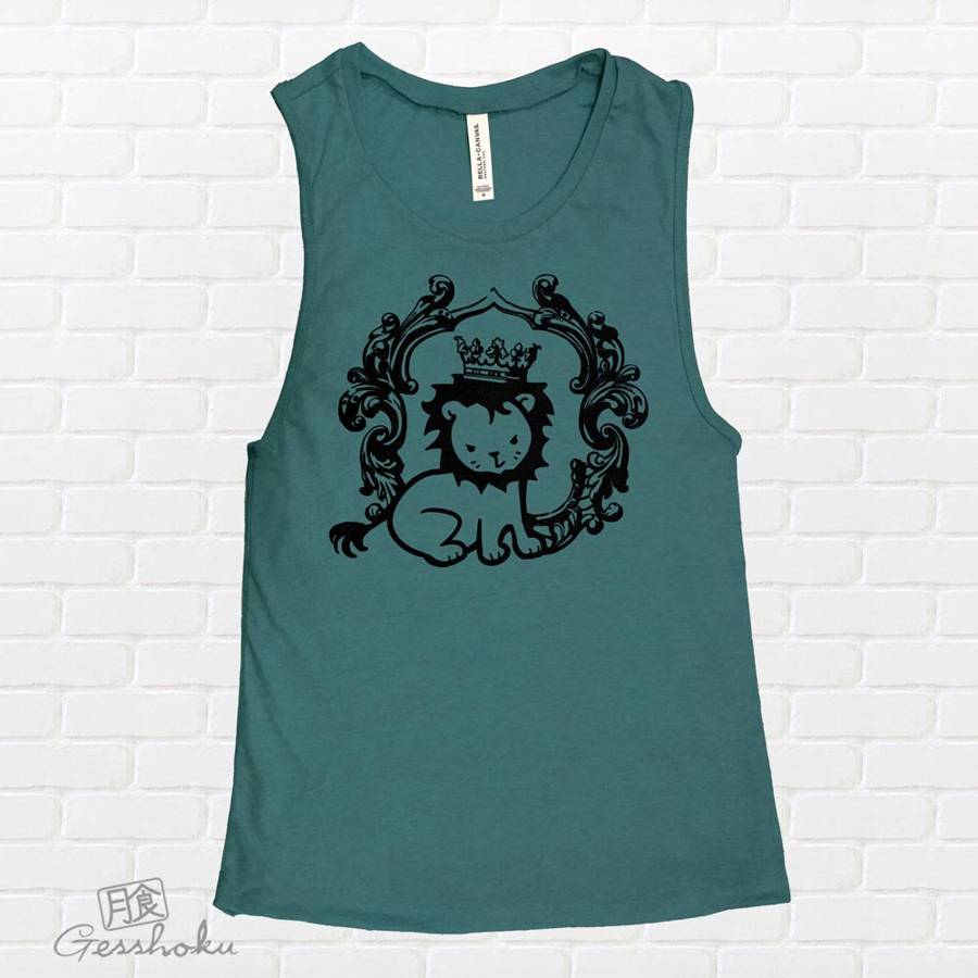 Royal Lion Prince Sleeveless Tank Top - Dark Heather Teal