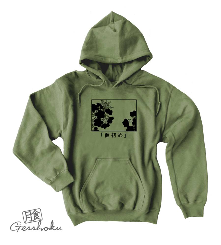 Sakura Aesthetic Pullover Hoodie - Olive Green