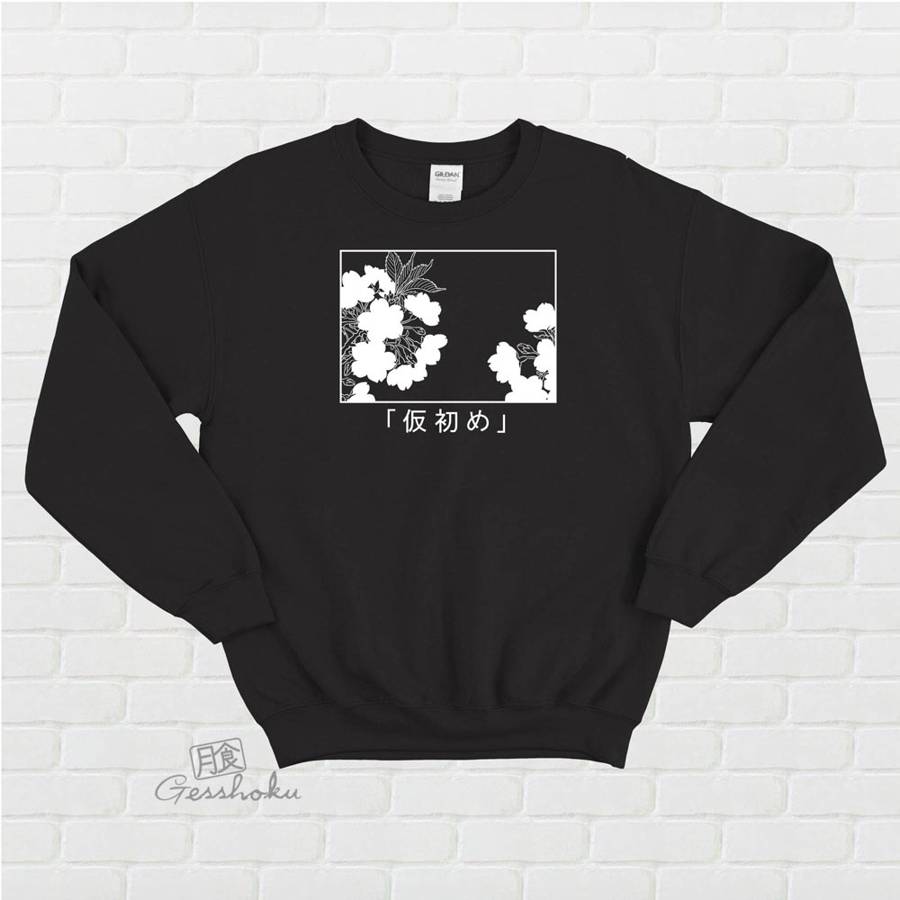 Sakura Aesthetic Crewneck Sweatshirt "Transience" - Black